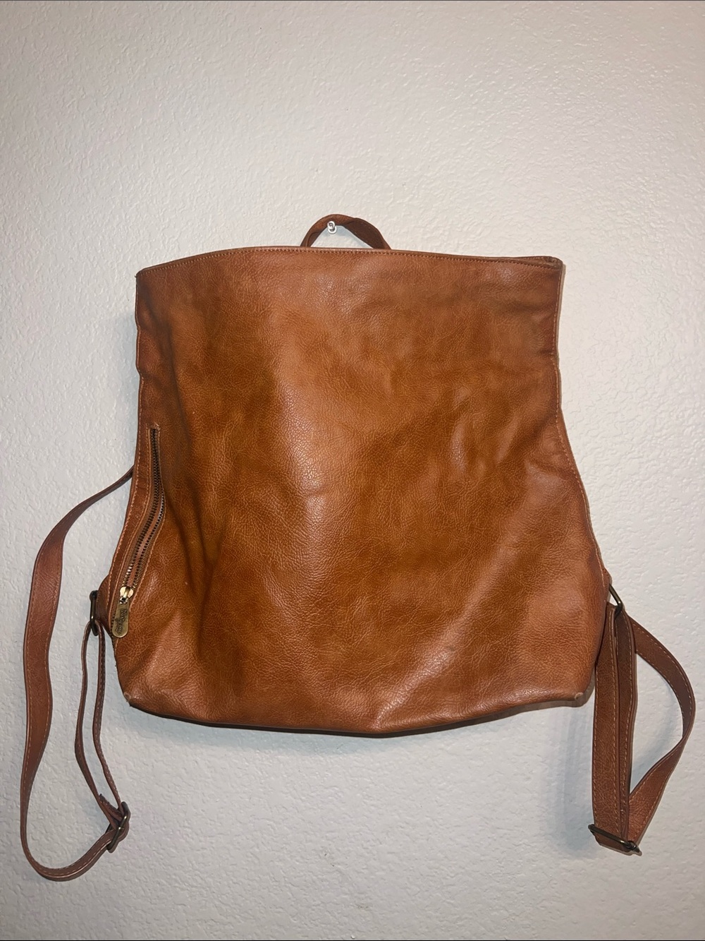 thirty-one Cognac Brown Leather Convertible Backpack